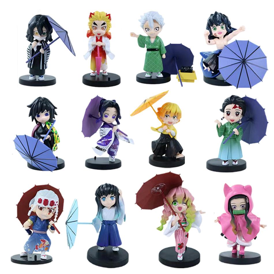 In Stock 12cm Kawaii Demon Slayer Plum Rain Series with Box Handmade Model No Yaiba Kamado Nezuko Action Figure Ornament Gift