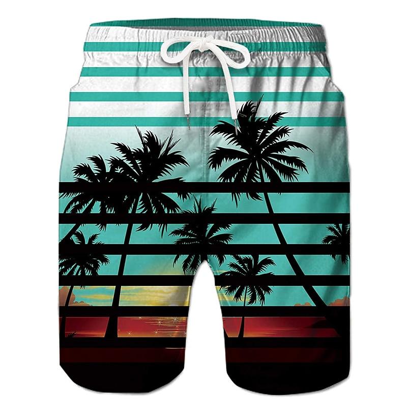Men's Coconut Tree Graphic Prints Swim Trunks Swim Shorts Board