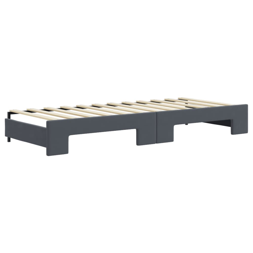 Extendable Daybed with Drawers Dark Grey 80x200 cm Velvet