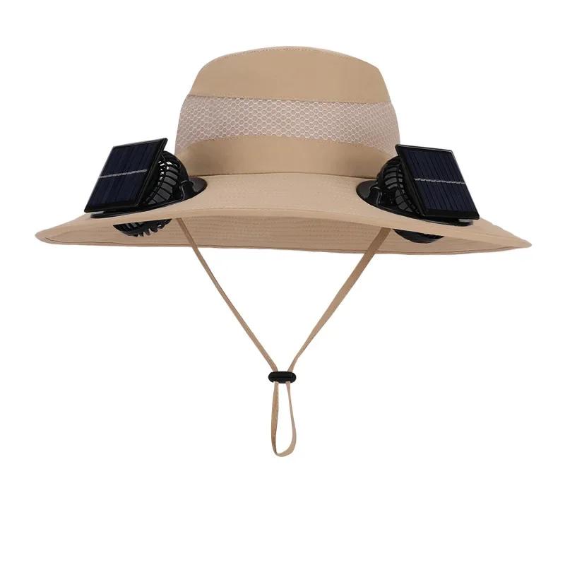 Mens Quick Dry Bucket Hat Large Size Sun Hat with Solar Powered Fan USB Rechargeable for Outdoor Hiking Camping Fishing Activity