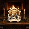 Teak Wood Jesus Birth Figurines Nativity Scene Wooden Tabletop Sign Christmas Manger Holy Family Figurine Decor Decor Religious Xmas Desktop