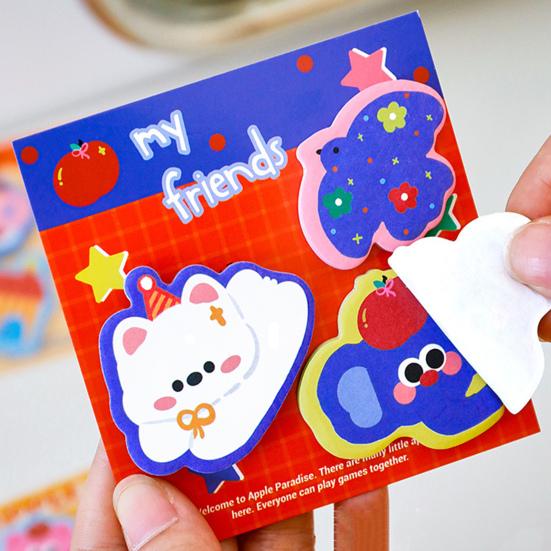 Lot de 4 Carnets Adhésifs Animaux Mignons Dessin Animé Multi-Formes pour Étudiants Journaling Rappels Forte Adhésion Fournitures de Bureau École