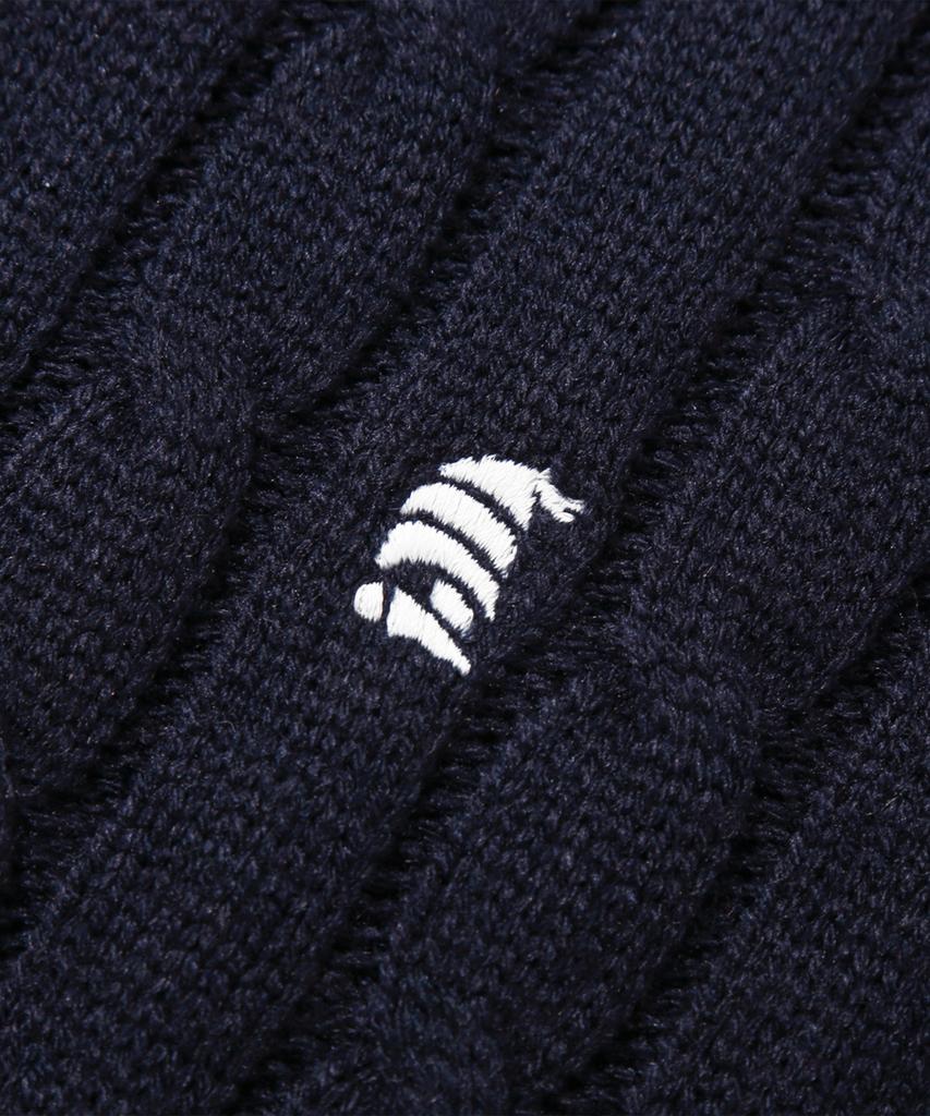 TRILLION Washable Boat Embroidery Cable Crew Neck Knit (Current Navy)