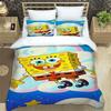 3D Sponge Bob Square Pants Printed Bedding Set, Cartoon Pattern Duvet Cover and Pillowcases, Single/Double Bed Sheet Sets,