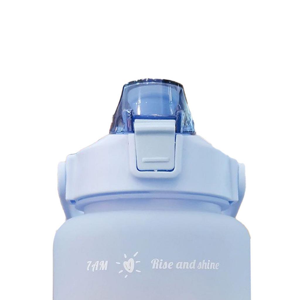 Straw Bottle Leakage Proof Frosted Gradient Color Open Sports Water Cup with Handle Clear Scale 2000ml