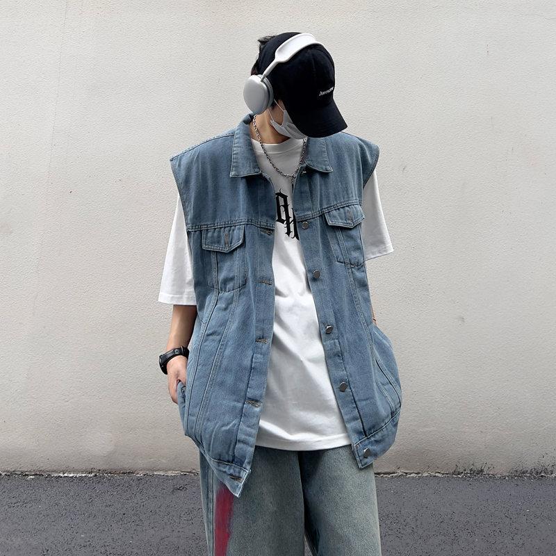 Men Loose Sleeveless Denim Vest Casual Workwear Outerwear