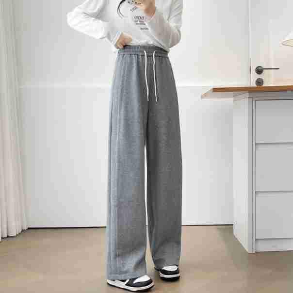 S41 Plus Size Women's Loose Fit Wide Leg Floor-Length Trousers for Autumn/Winter