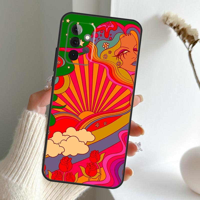 Regenbogen 70er Jahre Groovy Landschaft Hülle Für Samsung Galaxy A34 A54 A14 A15 A35 A55 A16 A26 A36 A56 A52 A12 A32 A13 A33 A53 A17