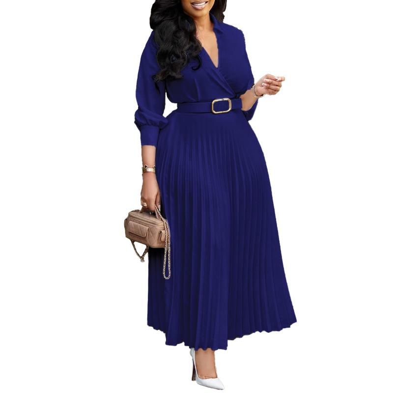 Women's Autumn Fashion Temperament Solid Color Plus-size Dress