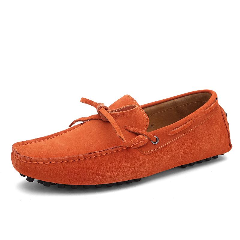 Blue Leather Suede Loafers Men Casual Shoes Moccasins Handmade Slip On Men's Flats Fashion Men Shoes Male Driving Shoes Size 48