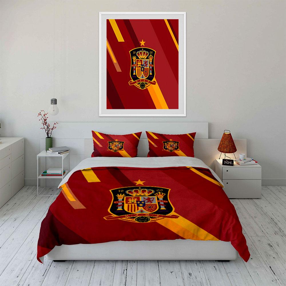 Spanish Football Crest Pattern. Bedding Sets Duvet Cover Sets Duvet Covers Pillowcases(1 * Duvet Cover 2 * Pillowcases Without Duvet Insert)