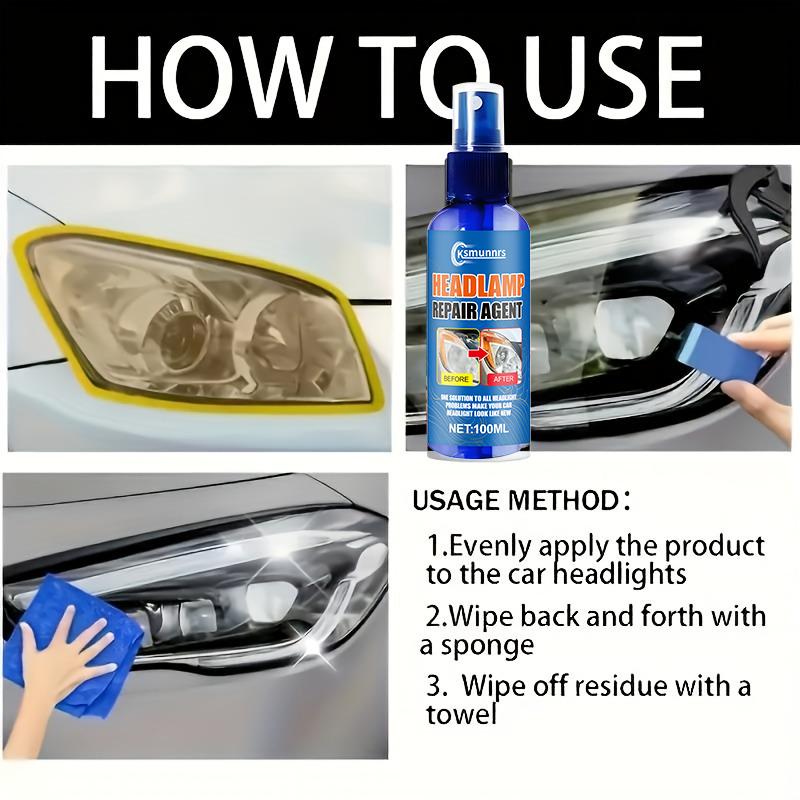 100mlProfessional Car Headlight Repair Agent - Removes Yellowing, Oxidation, and Fogging - Lens Polishing Abrasive - Effectively