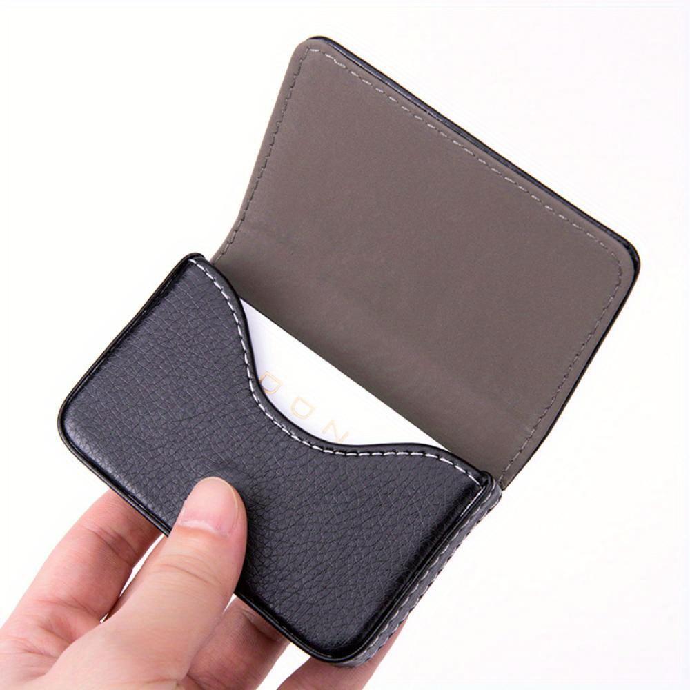 Sized Stitched PU Leather Credit Card Holder Visiting Business Card Case Wallet with Magnetic Shut for Men & Women