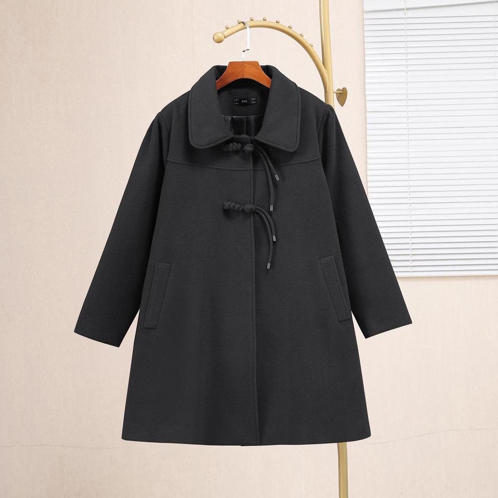 Women's Plus Size Stylish Slim-Fit Wool Winter Coat (Mid-length) 15266T