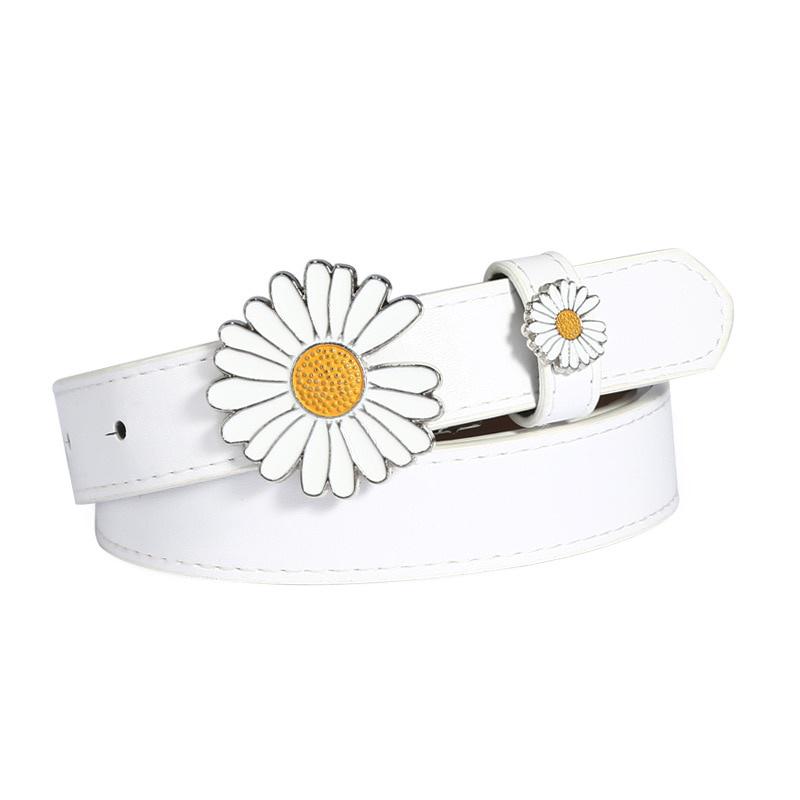 Daisy Buckle Belt Women Imitation Leather Alloy Buckle Belt New Belt Leisure Jeans Fashion Dress Women Belt