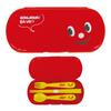 Padou Nikkyoro Cutlery Trio Set with for Lunch Cutlery Made In Japan X X (Red) Lid, Kindergarten, Nursery, Children, Lightweight, Box, Spoon, Fork,