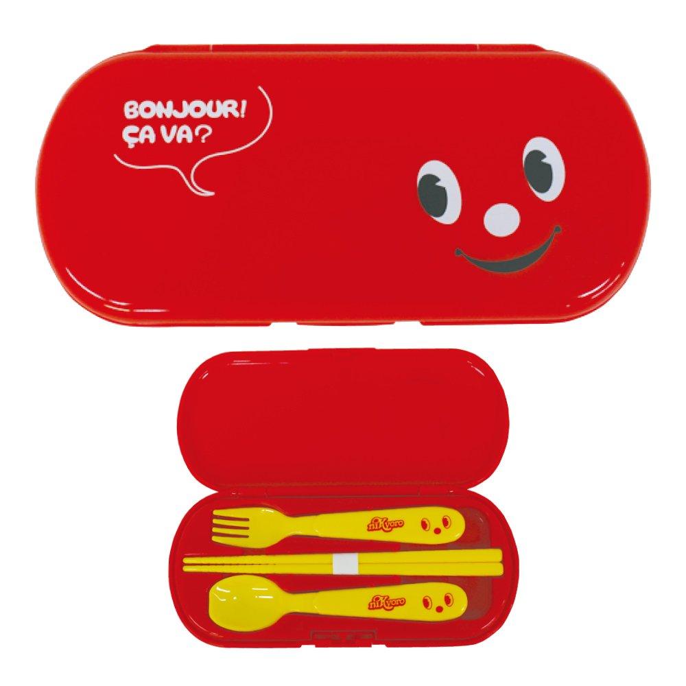 Padou Nikkyoro Cutlery Trio Set with for Lunch Cutlery Made In Japan X X (Red) Lid, Kindergarten, Nursery, Children, Lightweight, Box, Spoon, Fork,