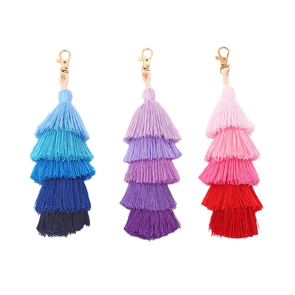 Handmade Colorful Tassels Keychain Car Keyring Holder Bag Charms Handbags Pendant for Wallet Purse Decorations Gifts
