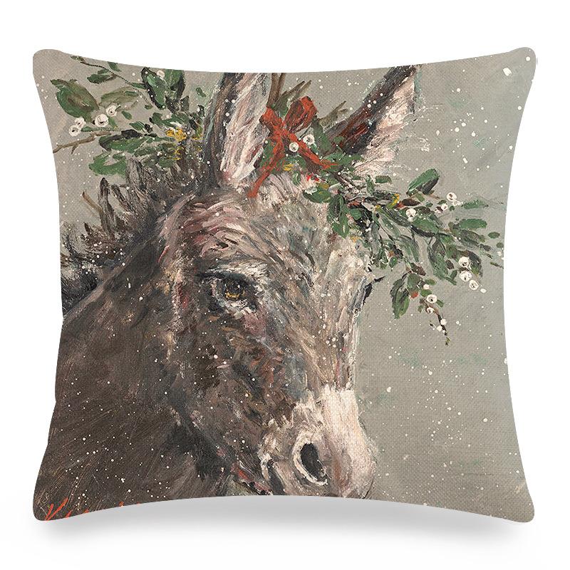 Home Decor Donkey Art: Various Scenes and Portraits Pattern Cushion Cover Suitable for Sofa Bedroom Car Pillow Cover