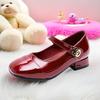 Girls' High-heeled Shoes, Children's Princess Leather Shoes, New Spring and Autumn Model, Black Patent Leather, Soft-soled Baby Shoes