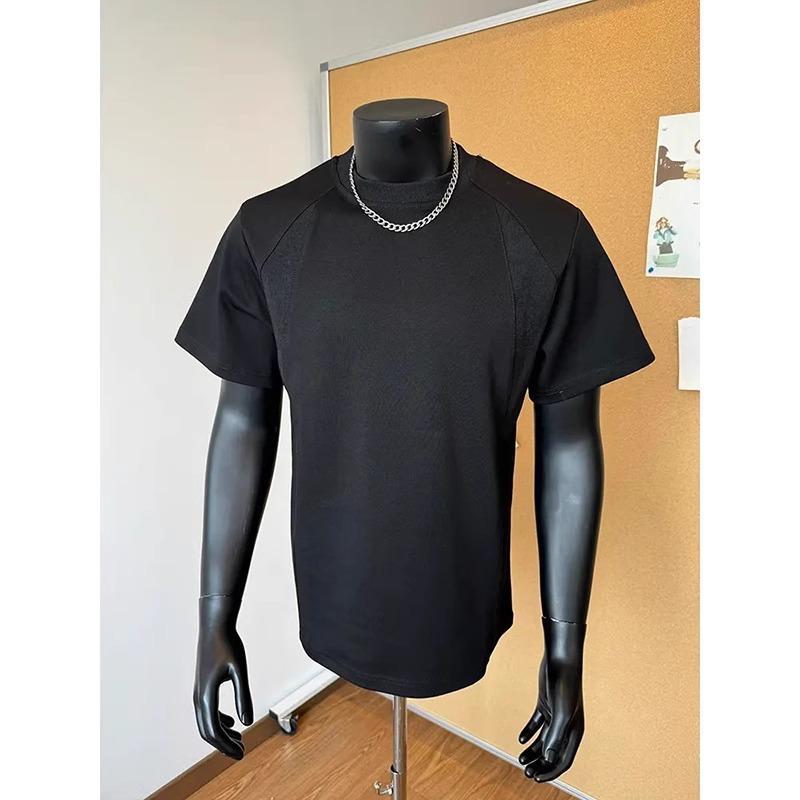 Men S Basic Solid Color Short Sleeve Round Neck T Shirt M чёрный