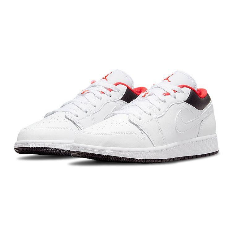 Air Jordan 1 Low GS White Black Red Youth Shoes 553560-160