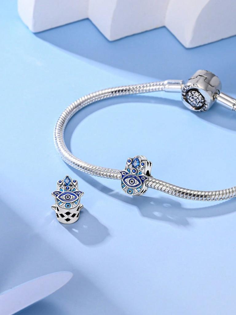 Charms Plata Blue Ocean Beads Charm Copper Plated Fit Charms Copperoriginal Bracelet For Jewelry Making Diy Charm
