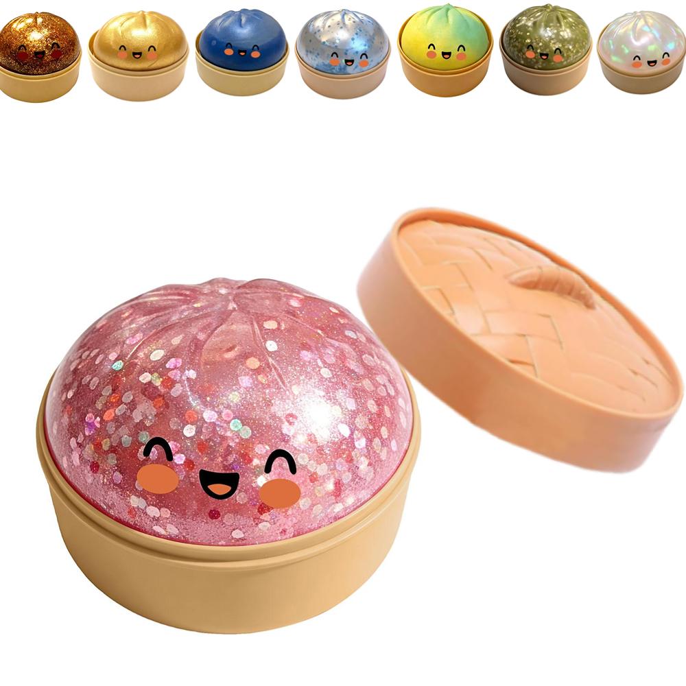 Giant Squishies Dumpling Bun Toy, Slow Rising Glitter Dumpling Stress Ball, Stress Relief Fidget Toy For Home Office Travel