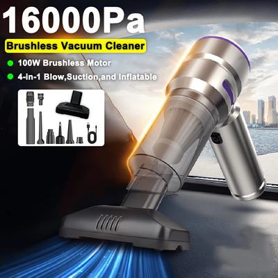 16000Pa Cordless Car Vacuum Cleaner - Handheld High Power Portable Vacuum with 11 Attachments, 3 Speeds & 4-in-1 Function for Car, Home, Office