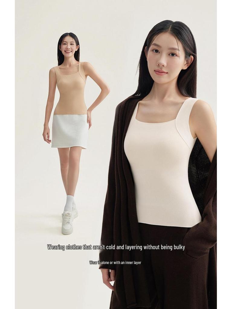 Nahtloser warmer Damen-Westen mit integrierten Brustpolstern - Slim Fit Herbst/Winter Basisschicht