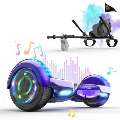Hoverboard 6.5'' + Hoverkart, Hoverboard Bluetooth Κινητήρας 700W με Τροχούς LED Flash + Hoverkart Ρυθμιζόμενο, Ιδανικό Δώρο για Παιδί/Έφηβο