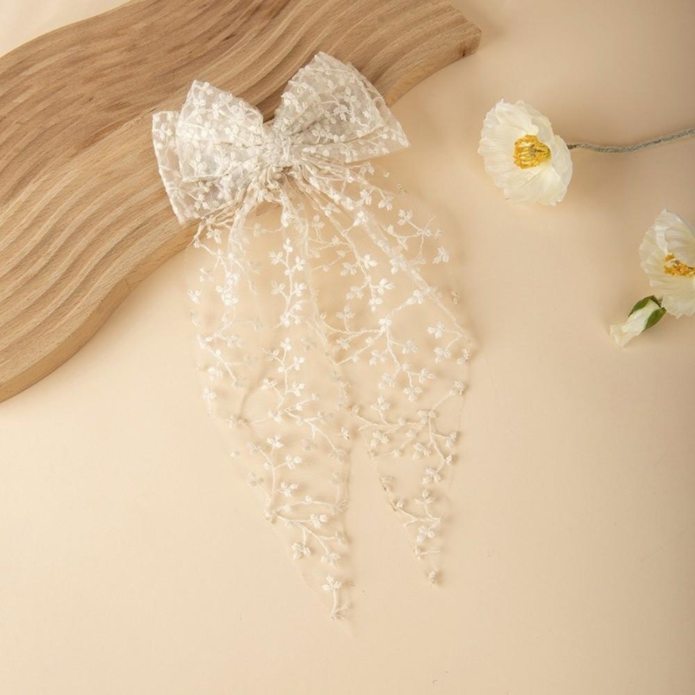 Flower Bow Hair Clip Lace Headwear Romantic Girl Hairpin  Wedding Season