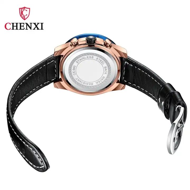 CHENXI 960 Casual Sport Watch for Men Luxury Genuine Leather Waterproof Luminous Calendar Quartz Watches Men's Bracelet reloj