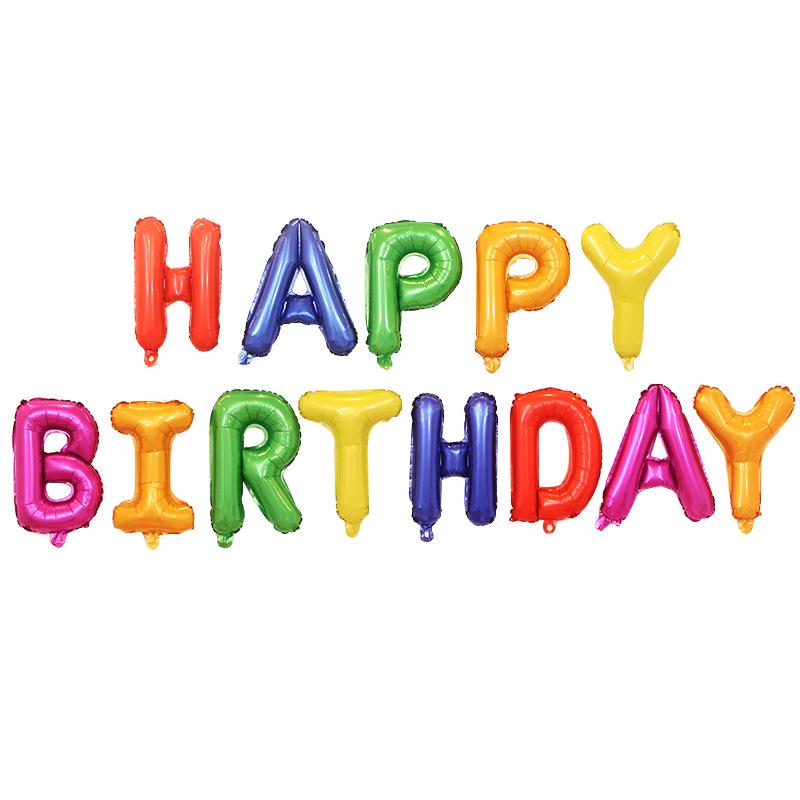 

16-дюймовый фон из воздушных шаров «С Днем рождения»: Набор буквенных шаров из алюминиевой фольги