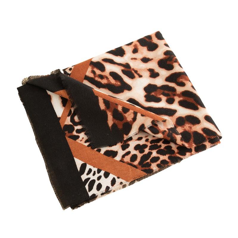 Womens Leopard Print Scarf Fashion Warm Shawl Dual Use Winter