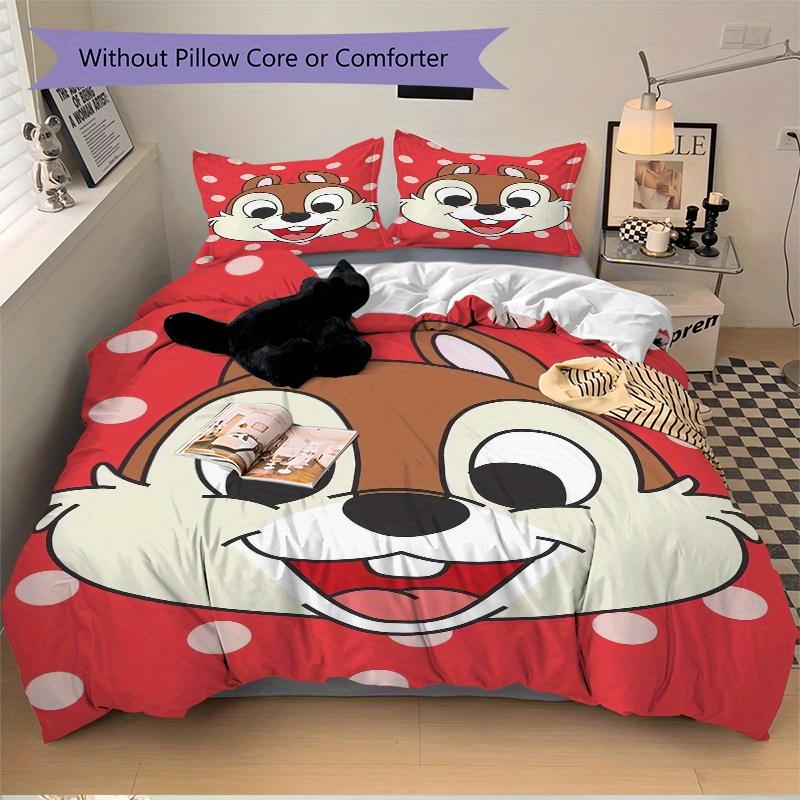 3pcs Chip 'n Dale Theme Bedding Set Includes 1 Quilt Cover and 2 Pillowcases, Comfortable Bedding with Stylish Design for Bedroom.S025