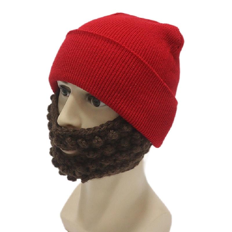 Unisex Wacky Beard Hat Knit Funny Beanie Halloween Cap Wind Mask Warm Beanies