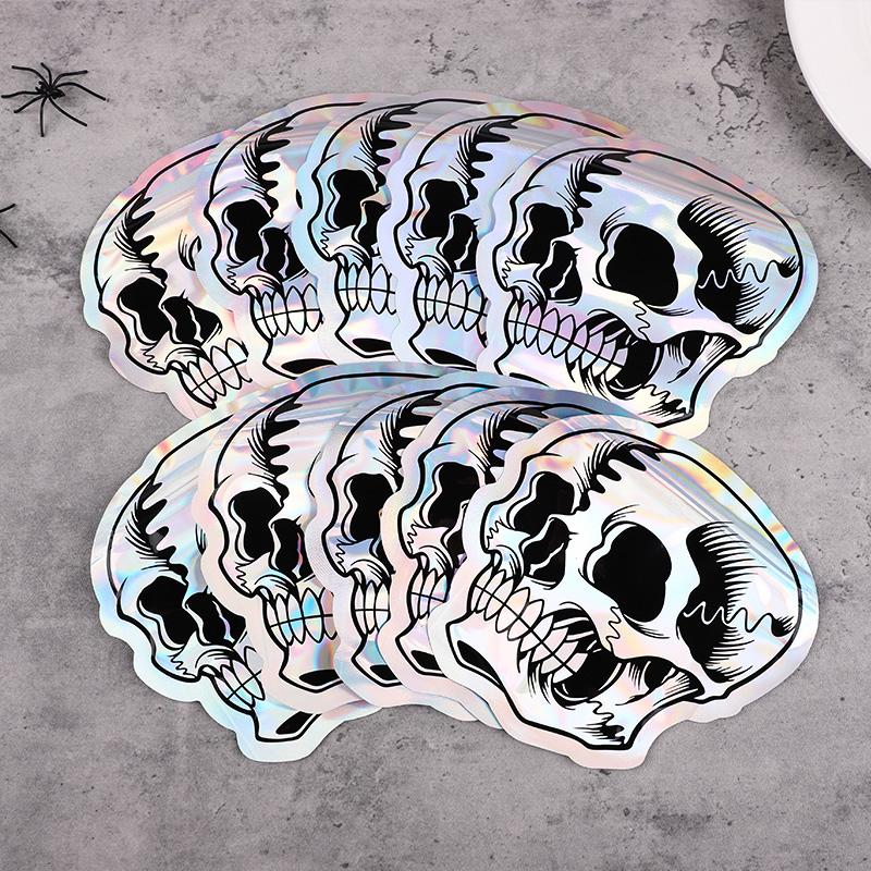 10-100Pcs Halloween Skull Candy Cookie Bag Laser Self Sealing Gift Packaging Bag Plastic Pouch Kids Trick or Treat Party Favors