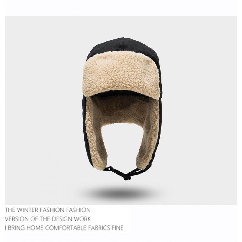 Unisex Winter Warm Fleece-Lined Aviator Hat With Ear Flaps Cotton-Polyester Blend Beanie Cold Weather Outdoor Use
