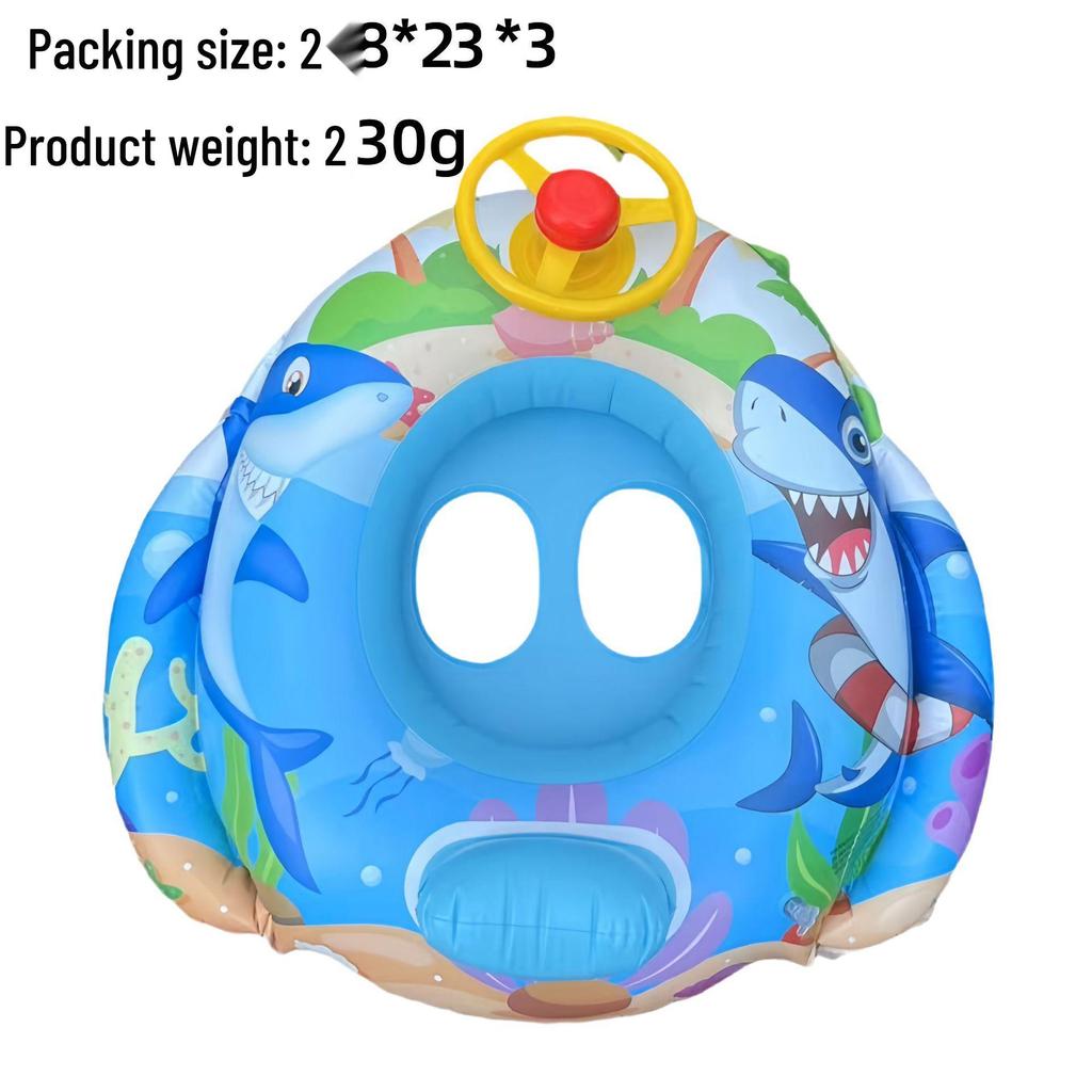 Large Toddler Boat-Themed Swimming Ring with Canopy & Steering Wheel