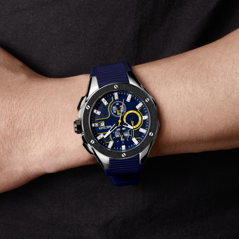 Megir Menn Sport Klokke Vanntett Lysende Kronograf Quartz Army Military Watches Klokke Menn
