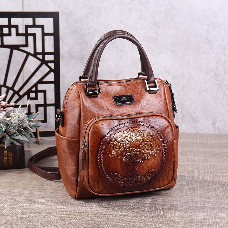 Faux Leather Backpack for Woman Vintage Everyday Backpacks Women Luxury Bags Designers Brown Green Wine Red