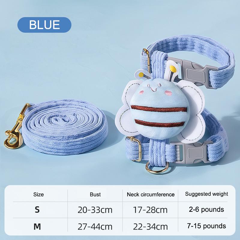 Cat Harness Leash Collar Set Adjustable Cartoon Bee Double Layer Dog Harness For Small Medium Pet Collar Leash Outdoor Walking