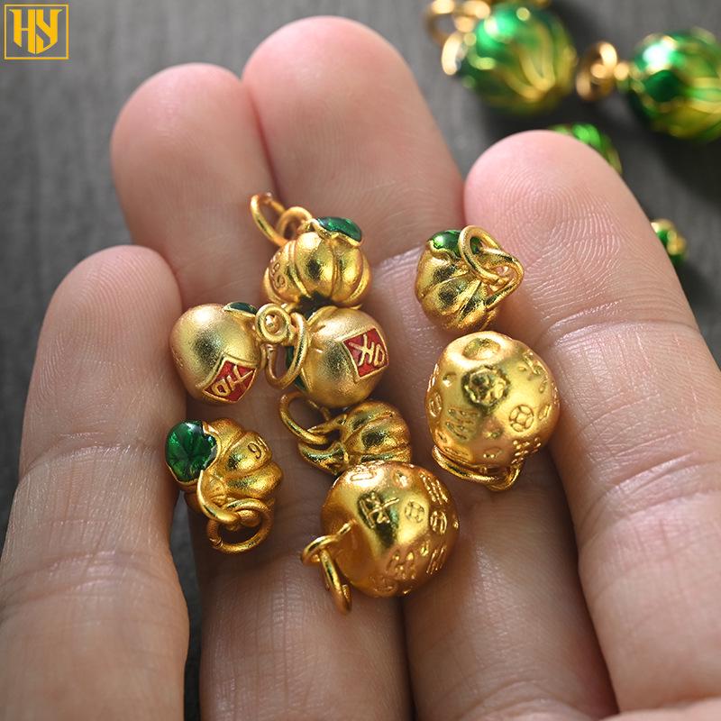 Copper-Plated 24K Gold Persimmon and Peach Pendant Charms for DIY Jewelry