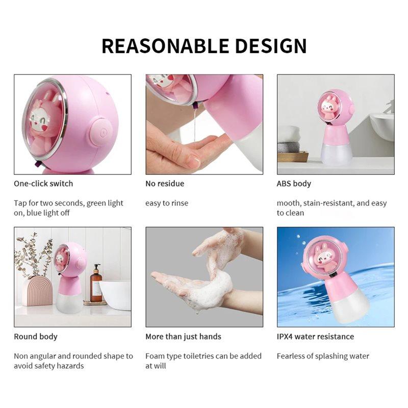 ABWR-Cartoon Children Style Soap Dispenser Inductive Hand Washing Instrument Rechargeable Gel Contact Free Foam
