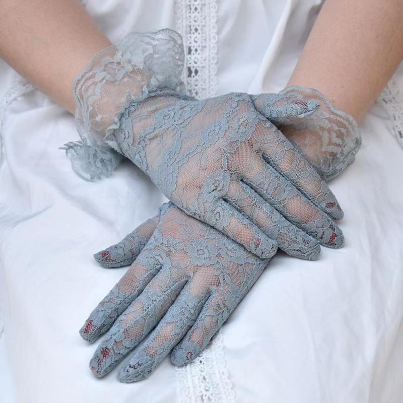 Women Lace Gloves Jacquard Short Gloves For Halloween Party Dance Party Wedding Evening Dress