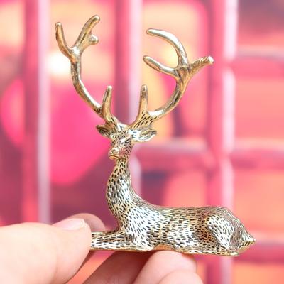 Brass Deer Figure Home Decor Ornament Creative Home Office Desktop Deer Ornament Crafts Tea Pet Decoration