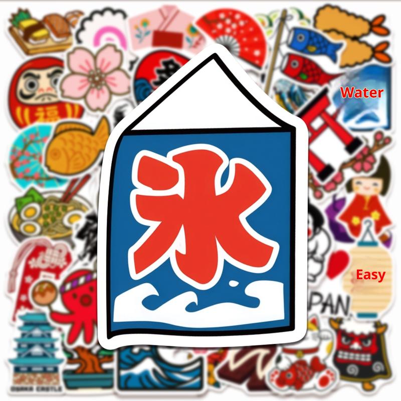 50Pcs/Set Japanese Style Traditional Culture Stickers Aesthetic For Kids Toy Laptop Water Bottle Luggage Waterproof Vinyl Decal