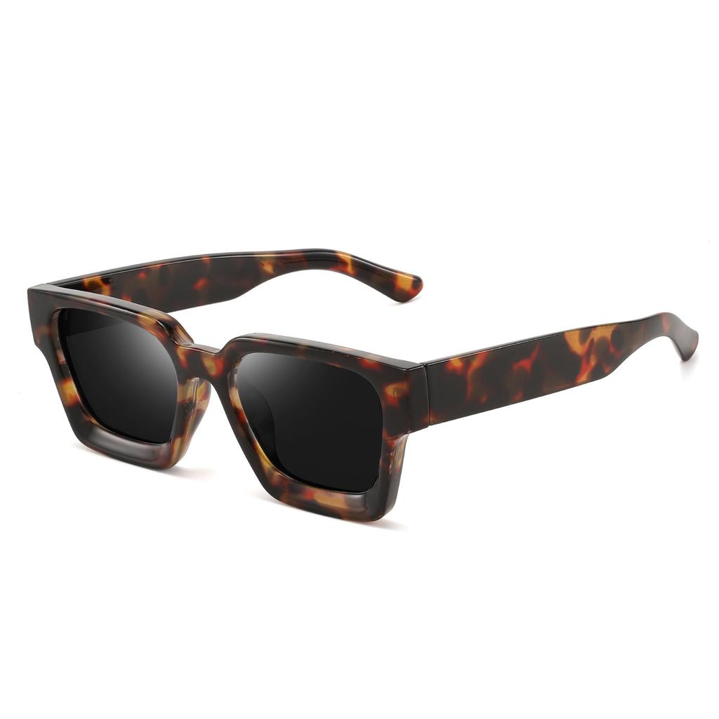 New European and American retro sunglasses women's ins square tortoiseshell thick frame sunglasses UV-proof glasses