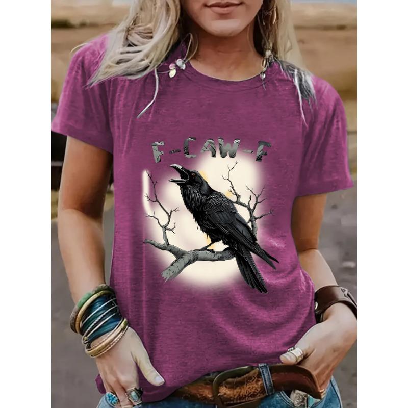 Women's Eagle Print Fashionable Loose Casual Short-sleeved Round-neck T-shirt